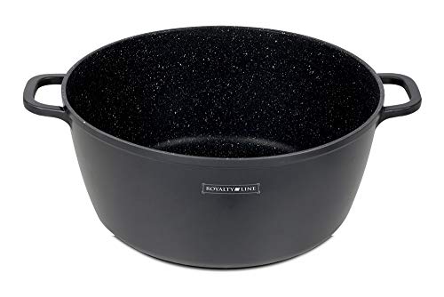 Royalty Line - RL-BS40M - Cacerola Grande con Tapa de Cristal, Antiadherente, 19.3 litros, 40 cm, Negro