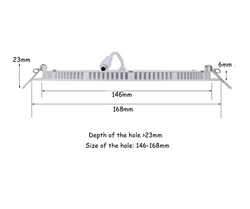 RPA12WW (2 Unidades) Lámpara LED 12W 3000K Redonda 170mm de Diámetro, 1080LM, Foco de luz LED para Techo con Transformador incluido AC 85-265V, Foco empotrable para Techo [Color Blanco Cálido]