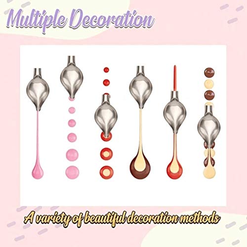 RSMAO 2 Piezas DIY Saucier Drizzle Spoons Cuchara de decoración de Acero Inoxidable, Pintura de Salsa de precisión culinaria Profesional Cuchara de café para postres (S + L)