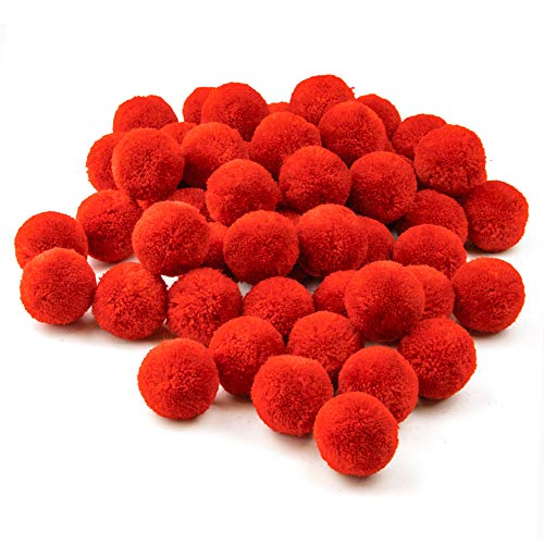 RUBY - Pompones de bola para manualidades, proyectos escolares, bricolages, DIY, costura (Rojo, Ø30mm)