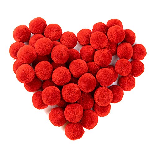 RUBY - Pompones de bola para manualidades, proyectos escolares, bricolages, DIY, costura (Rojo, Ø30mm)