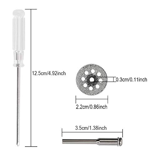 Rueda De Corte de Diamante, 10 Piezas 22 mm Mini Diamante Sierra Hoja de Corte Disco Rueda Set Con Mandril (3 Mm) y Destornillador Para Dremel Rotary Herramientas Cristal Gemas de Corte Discos