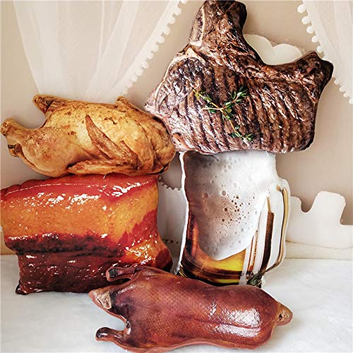 RUGUOAI Simulación Creativa 3D Carne Roja De Felpa De Juguete Asado Pato Asado Comida Snack Almohada. Los 45 * 25cm Pollo a la Parrilla.