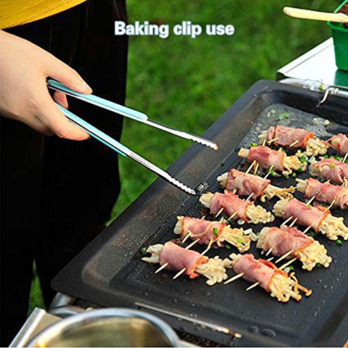 Ruiao - Juego de utensilios para asar a la parrilla, tenedor de papel de aluminio, brochetas de bambú para barbacoa, pinzas para cocinar en la puerta