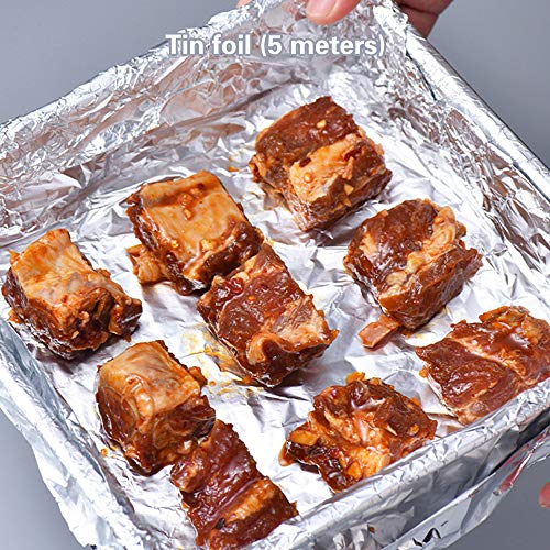 Ruiao - Juego de utensilios para asar a la parrilla, tenedor de papel de aluminio, brochetas de bambú para barbacoa, pinzas para cocinar en la puerta