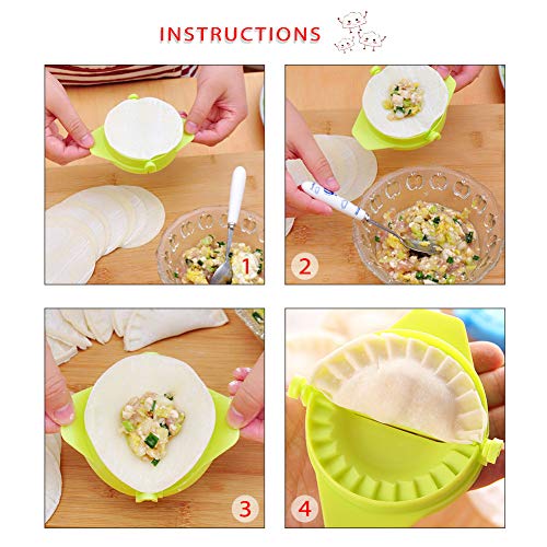 Ruiting Empanadillas Molde,Utensilio para hacer empanadillas y ravioli,Molde de Silicona para masa herramienta de cocina (Verde)
