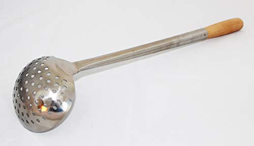rukauf Espumadera Estable 49-50 cm de Largo, 12,6 cm de diámetro, Paleta de Espuma, Paleta sopera Grande, Mango de Madera