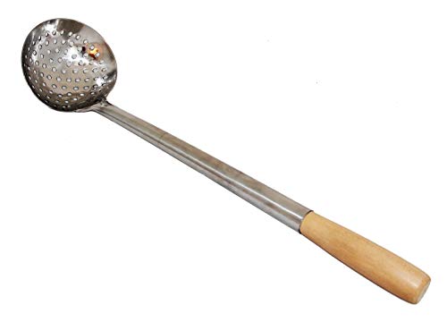 rukauf Espumadera Estable 49-50 cm de Largo, 12,6 cm de diámetro, Paleta de Espuma, Paleta sopera Grande, Mango de Madera