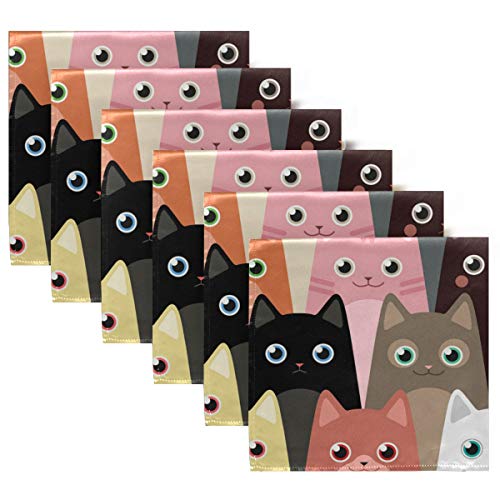 Rulyy Servilletas de tela con patrón de gato de colores, reutilizables, servilletas para restaurantes, banquetes, mesas de cena, 20 x 20 pulgadas, juego de 1/4/6 piezas