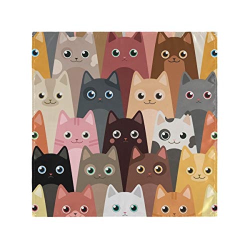 Rulyy Servilletas de tela con patrón de gato de colores, reutilizables, servilletas para restaurantes, banquetes, mesas de cena, 20 x 20 pulgadas, juego de 1/4/6 piezas