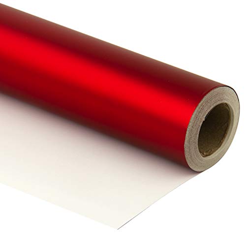 RUSPEPA Rollo De Papel De Envoltura De Regalos - Rojo Mate Para Bodas, Cumpleaños, Duchas, Felicitaciones Y Regalos Navideños-76CM X 10M Por Rollo
