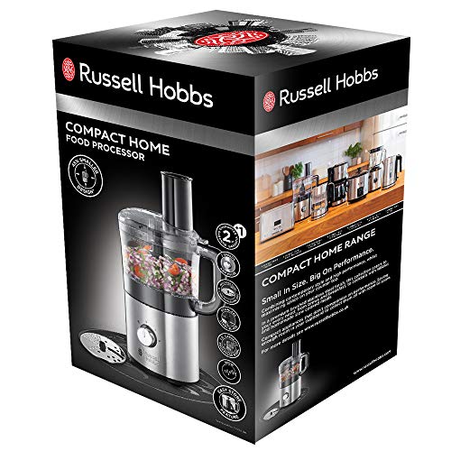Russell Hobbs Compact Home - Procesador de Alimentos (Cortador y Rallador, 500 W, Diseño Compacto, Gris) - ref. 25280-56