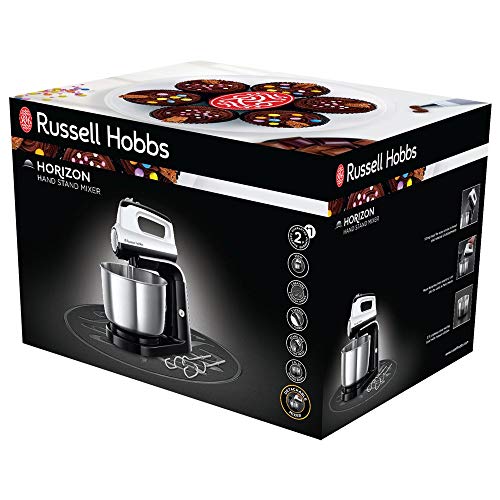 Russell Hobbs Horizon - Batidora Amasadora (Batidora de Mano, 350 W, Varillas y Ganchos, Cuenco, Blanco) - ref. 24680-56