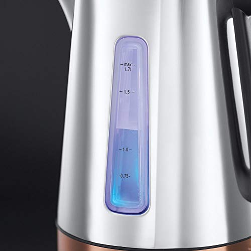 Russell Hobbs Luna Copper - Hervidor de Agua Eléctrico (2400 W, 1,7l, Acero Inoxidable, Cobre, Gris) - ref. 24280-70