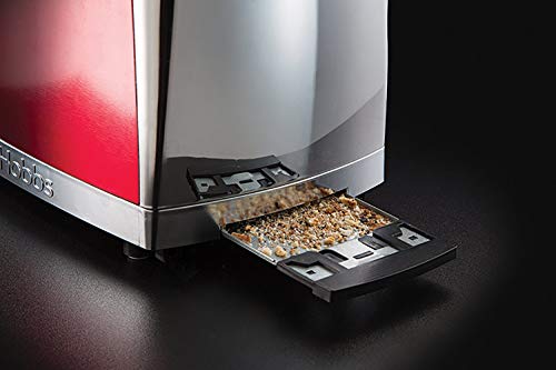Russell Hobbs Luna Solar 23250-56 – Tostadora, 1 Ranura Larga y Ancha, para 2 Rebanadas, Acero Inoxidable, Rojo