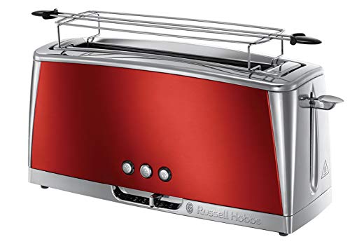 Russell Hobbs Luna Solar 23250-56 – Tostadora, 1 Ranura Larga y Ancha, para 2 Rebanadas, Acero Inoxidable, Rojo