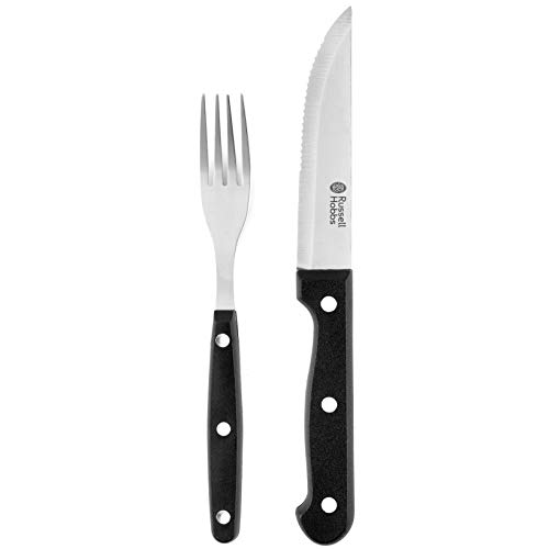 Russell Hobbs RH000431 RH000431-Juego de Cuchillos y Tenedor Unidades, Color Negro, Acero, 12 Piece Knife and Fork Set