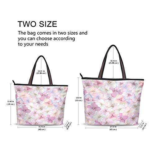 RXYY Acuarela Floral Rosa Hortensia Bolsos y monedero para las mujeres Bolso de mano de gran capacidad con asa superior Shopper Bolso de hombro, color Multicolor, talla Large