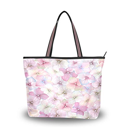 RXYY Acuarela Floral Rosa Hortensia Bolsos y monedero para las mujeres Bolso de mano de gran capacidad con asa superior Shopper Bolso de hombro, color Multicolor, talla Large