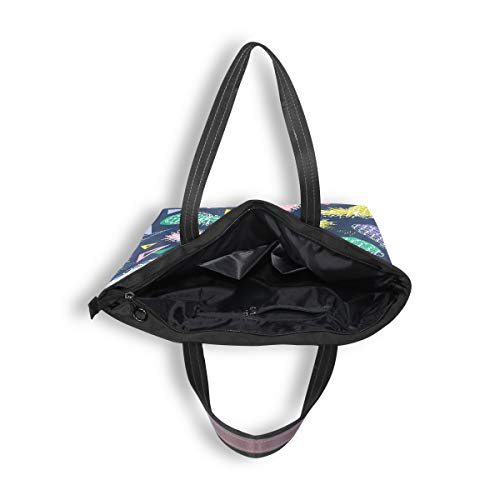 RXYY - Bolso de mano con diseño geométrico de piña y monedero para mujer, gran capacidad, asa superior, color Multicolor, talla Medium