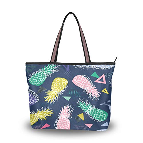 RXYY - Bolso de mano con diseño geométrico de piña y monedero para mujer, gran capacidad, asa superior, color Multicolor, talla Medium