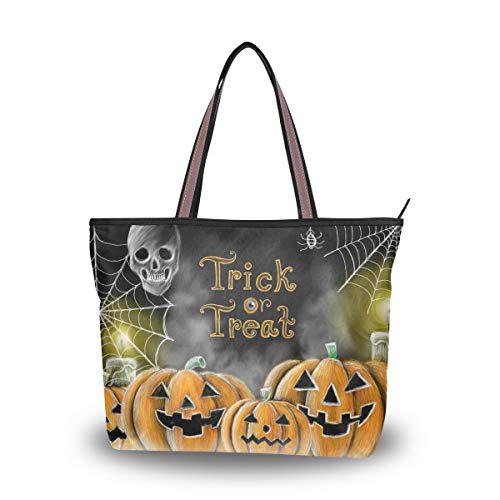 RXYY Happy Halloween Calabaza Azúcar Calavera Bolsos y Monedero para Mujer Bolsa de Mano Gran Capacidad Asa Superior Shopper Bolso de Hombro, color Multicolor, talla Large
