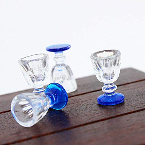 rycnet - Juego de 4 Copas de Vino en Miniatura (Escala 1:6, 1 a 12), diseño de casa de muñecas