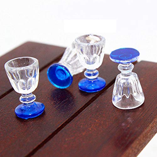 rycnet - Juego de 4 Copas de Vino en Miniatura (Escala 1:6, 1 a 12), diseño de casa de muñecas
