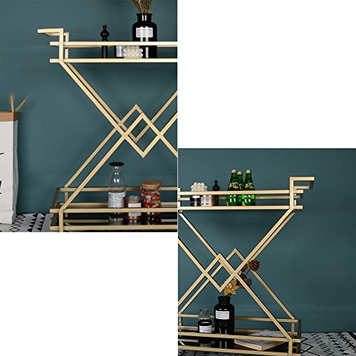 S-AIM Carrito De Bar Industrial con Ruedas para El Hogar, Carritos De Vino Móviles, Carrito De Servicio De Metal Y Carrito De Almacenamiento De Cocina 2 Estantes