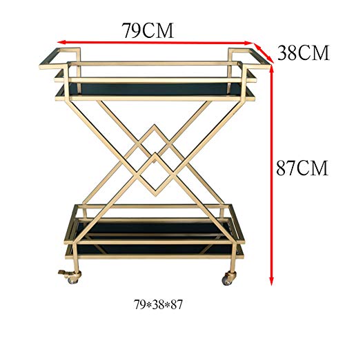 S-AIM Carrito De Bar Industrial con Ruedas para El Hogar, Carritos De Vino Móviles, Carrito De Servicio De Metal Y Carrito De Almacenamiento De Cocina 2 Estantes
