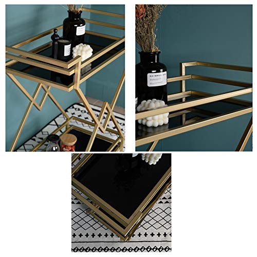 S-AIM Carrito De Bar Industrial con Ruedas para El Hogar, Carritos De Vino Móviles, Carrito De Servicio De Metal Y Carrito De Almacenamiento De Cocina 2 Estantes