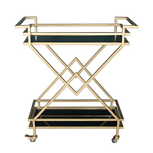 S-AIM Carrito De Bar Industrial con Ruedas para El Hogar, Carritos De Vino Móviles, Carrito De Servicio De Metal Y Carrito De Almacenamiento De Cocina 2 Estantes