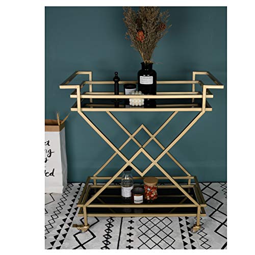 S-AIM Carrito De Bar Industrial con Ruedas para El Hogar, Carritos De Vino Móviles, Carrito De Servicio De Metal Y Carrito De Almacenamiento De Cocina 2 Estantes