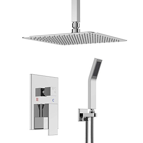 S R SUNRISE SRSS-C1003-Sistema de Ducha (Montaje Empotrado), Cromo, 10 Zoll