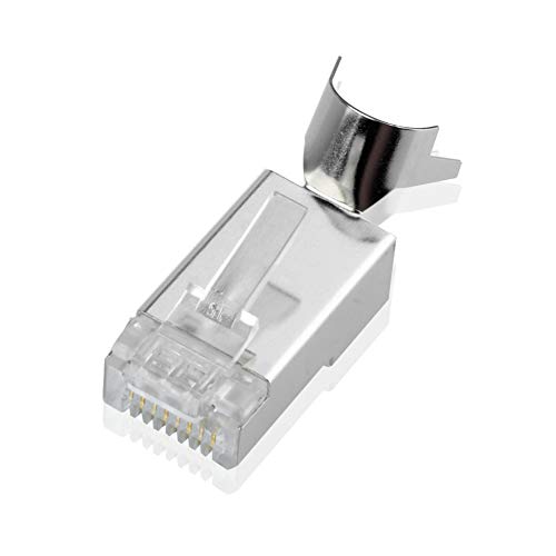 S SIENOC Paquete de 5 Conectores niquelados RJ45 Cat 7A / Cat 7 / Cat 6A Cubiertas de Conectores de conexión de Red Modular + guía + Carcasa