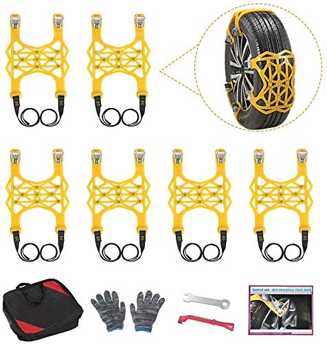 S SMAUTOP Cadenas de neumáticos 6 Piezas TPU Cadenas de Nieve del Coche Antideslizante Cadenas de Ruedas portátiles para neumáticos de 165-285 mm de Ancho para Carretera de Nieve, Barro, Hielo, Arena