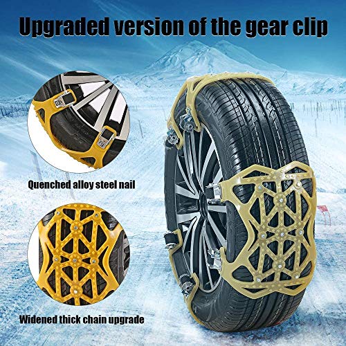 S SMAUTOP Cadenas de neumáticos 6 Piezas TPU Cadenas de Nieve del Coche Antideslizante Cadenas de Ruedas portátiles para neumáticos de 165-285 mm de Ancho para Carretera de Nieve, Barro, Hielo, Arena