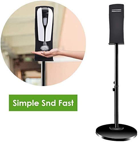 S SMAUTOP Soporte dispensador de desinfectante para manos, 127-157 cm de altura ajustable, rociador de alcohol móvil de pie con base reforzada, ideal para áreas públicas
