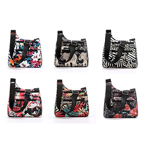 S-TROUBLE Bolso Bandolera de Hombro de Nylon Impreso para Mujer Bolso de Mano con Cremallera Messenger Multi Zipper