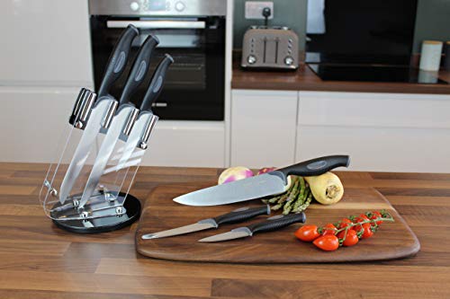 Sabatier Profesional L'Expertise 6pc Juego Cuchillero Giratorio - Acero Inoxidable Molibdeno Cromado, Cuchillas Afiladas Finamente Molidas. Manijas Ergonómicas De Agarre Suave