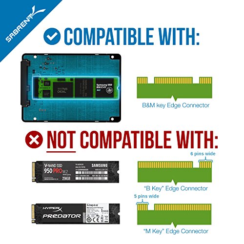 Sabrent M.2 SSD a Adaptador de Caja de Aluminio SATA III de 2,5 Pulgadas (EC-M2SA)