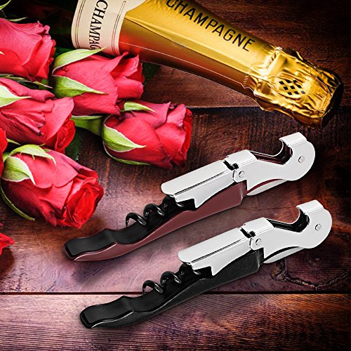 Sacacorchos abrelatas de vino de 2, MAXIN Acero inoxidable tres abridores de botellas, sacacorchos y cortadores de hoja para sommeliers, camareros y camareros.