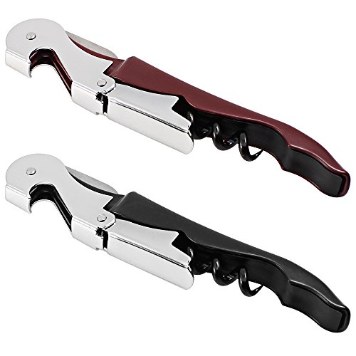 Sacacorchos abrelatas de vino de 2, MAXIN Acero inoxidable tres abridores de botellas, sacacorchos y cortadores de hoja para sommeliers, camareros y camareros.