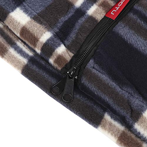 Saco de dormir de microfibra con cremallera, ligero, para viaje, con forro o manta con bolsa de almacenamiento para acampada al aire libre, clima frío, color Navy blue plaid, tamaño 71" x 59"