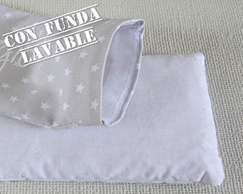 Saco térmico de semillas personalizado"tela de estrellas". Conocido como cojín térmico. Un producto 100% natural. Rellenos de semillas de trigo y hierbas aromáticas. Regalo original y hecho a mano