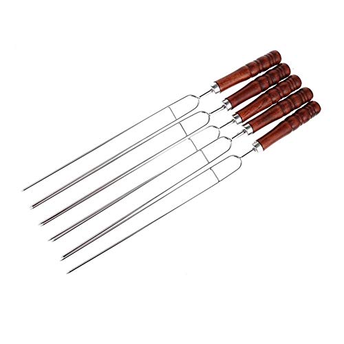 SADDPA 5 Piezas de Acero Inoxidable del pincho Herramienta Plana Carne de la Barbacoa Brocheta Camping Catering Barbacoa Set Viaje al Aire Libre (Color : Multi)