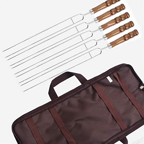 SADDPA 5 Piezas de Acero Inoxidable del pincho Herramienta Plana Carne de la Barbacoa Brocheta Camping Catering Barbacoa Set Viaje al Aire Libre (Color : Multi)