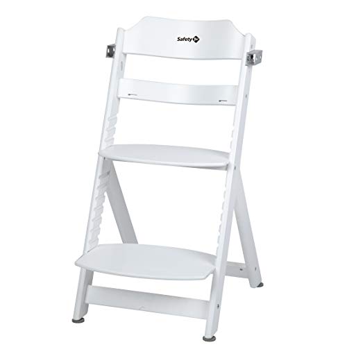 Safety 1st Timba con cojín, Trona de madera evolutiva, Trona para bebés con bandeja extraíble, Silla de altura regulable crece con el niño 6 meses - 10 años, color White Geometric