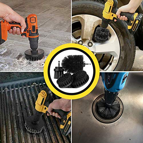 SAFETYON Cepillo de Taladro Eléctrico 4 Pieces Multifuncional Brocha para Limpiar Baño, Piso, Azulejo, Cocina (Negro)