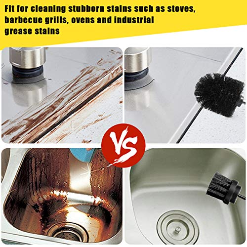 SAFETYON Cepillo de Taladro Eléctrico 4 Pieces Multifuncional Brocha para Limpiar Baño, Piso, Azulejo, Cocina (Negro)